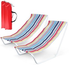Chaises Longues Jardin Plage Portables 2pcs Pliantes Extérieur