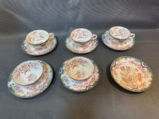 Lot de 6 tasses et soucoupes en porcelaine fine de Sarreguemines Minton n°215