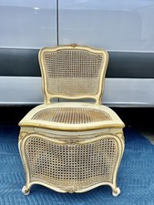 Rara Chaise Percee francese Antique French Louis XV gold Wood Commode Chair