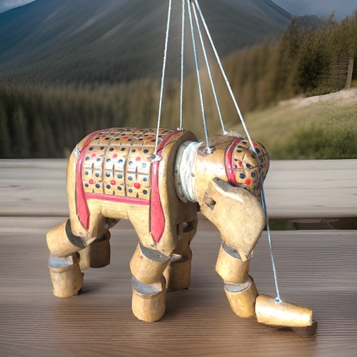 Marionnette elephant bois - marionnette, en
