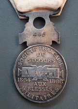 Médaille attribuée argent Sté Française de Secours aux Blessés Militaires 1864