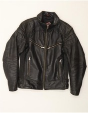 HEIN GERICKE Womens Leather Racer Jacket UK 14 Medium Black Leather CC01