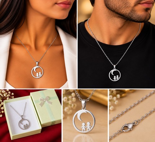 Collier chaîne pendentif lune