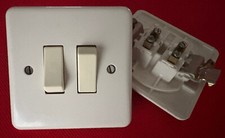 Ancien LEGRAND Neptune Double Interrupteur SIMPLE sans V-Vient  NEUF Blanc cassé