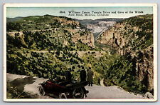 Vintage Postcard CO Manitou Williams Canon Temple Drive Old Car Men ~8947