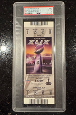 2015 Super Bowl XLIX 49 Full Ticket, PSA 8, Silver Variety, Tom Brady, MVP, Pats