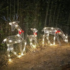 Ensemble de décoration lumière cerf de Noël en métal extérieur pour jardin