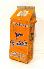 Antique Small Chocolate Foal Cardboard Advertising Box Tintin Cheque