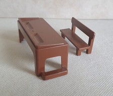 BUREAU D'ECOLIER AVEC BANC MARRONS PLAYMOBIL...