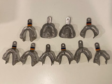 10) COE PERFORATED UPPER LOWER DENTAL EDENTULOUS METAL ALGINATE IMPRESSION TRAYS