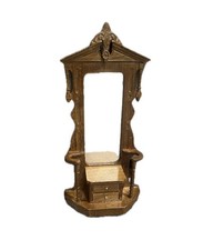 Vintage Miniature BESPAQ walnut wood Hall Tree Dollhouse Furniture 1:12 8" Tall