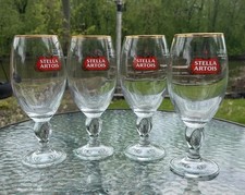 4 Stella Artois Goblets Glasses 7.5"Tall