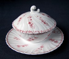 Sarreguemines Fine Porcelain Flowers and Butterflies Decor Sugar Bowl 1900