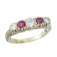 Ring rubies brilliant 585 Yellow gold antique