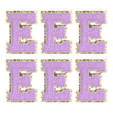 Chenille Letter Patches 2.2" Letter E Embroidered Patch (Purple, Pack of 6)