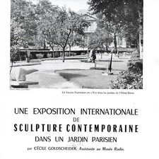 Contemporary Sculpture in a Parisian Garden - 1956 Press Cut Article