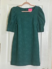 Lilly Pulitzer Dress Knowles Elbow Sleeve Knit Jacquard Hosta Green Size Medium