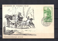 BELGIUM - stamp day card 1946 - post stagecoach - postzegeldag