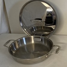 All-Clad 4 Qt D5 Stainless Steel Universal/Sauteuse Pan W/ Lid & Dbl Handles USA