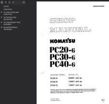 Komatsu PC20-6, PC30-6, PC40-6 Excavator SHOP SERVICE REPAIR MANUAL PDF USB