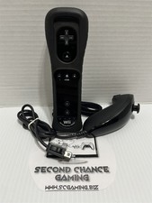 GENUINE Nintendo Wii Controller Motion Plus Wiimote Black w/ Nunchuck - Tested