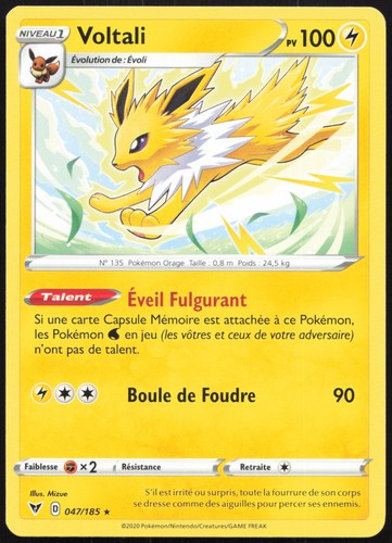 Carte pokémon voltali 047 185 - carte,