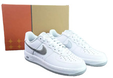 Nike Air Force One Retro Shoes White Trainers Silver Swoosh Sneakers Size 7UK