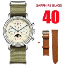 RED STAR 1963 Moon Phase SEAGULL ST1908 Chronograph Hand Winding Watch 316L 40mm