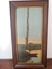 Huile sur Paneau encadrée - Tableau intitulé La barque au petit matin