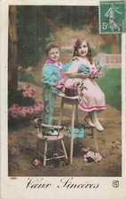 CP SINCERE WISHES BOY STANDING ON CHAIR LITTLE GIRL IN HARNESS - 590