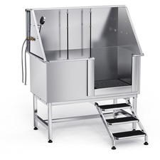 Baignoire Chien Animaux Compagnie Acier Inox 127 cm Filtre Escalier Droit