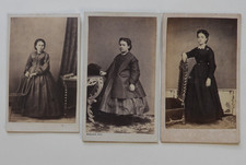 Lot x3 old photos CDV format, portraits of young women - late 19th century