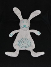 Peluche doudou lapin plat Skhuaban DIFRAX blanc spirale vert TTBE