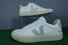 Veja Leather Shoes Womens Size 7 EU 38 White Gray Low Top Suede V Logo Sneakers