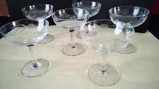 6 Coupes à champagne Vintage  Décor meulé