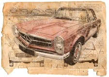 ART PRINT  "DA VINCI" - MERCEDES 230SL "PAGODE" - Ref : DV013