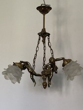 LUSTRE EN BRONZE MASSIF 3 BRAS