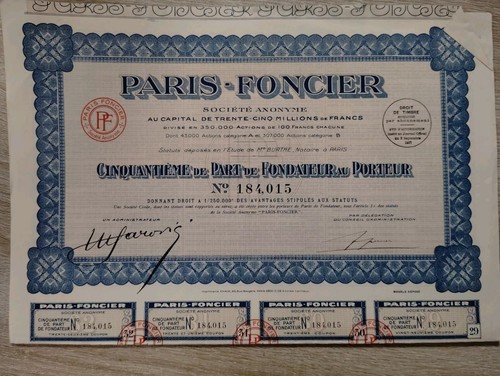 Actions titre au porteur - ,,