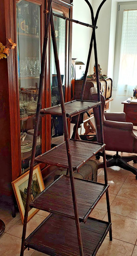 Vintage rattan bamboo folding - bamboo,