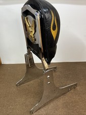 Used Chrome Harley Davidson Sissy Bar And Side Plates With Passenger Pad-Flames