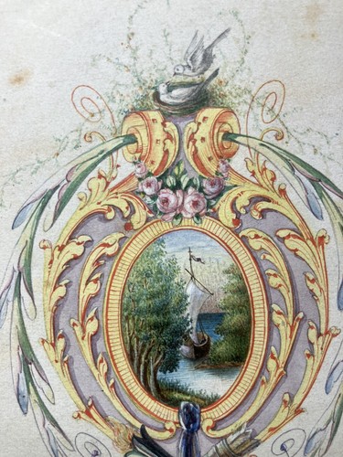 Ancienne gouache miniature - , sur