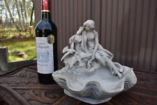 ROYAL DUX porcelain lady Wity birds centerpiece bowl pink triangle