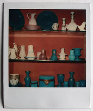 Ceramics, tableware interior display case design - vintage photo snapshot polaroid