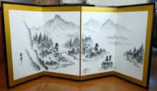 Paravent de chambre rétro de style japonais 3 cloisons ancien ajouré