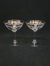 2 Antique Engraved Crystal Champagne Cups Saint Louis Model Manon