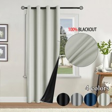 Rideau De Fenêtre À Œillets Occultant Thermique À Doublure Solide 2 Tailles /