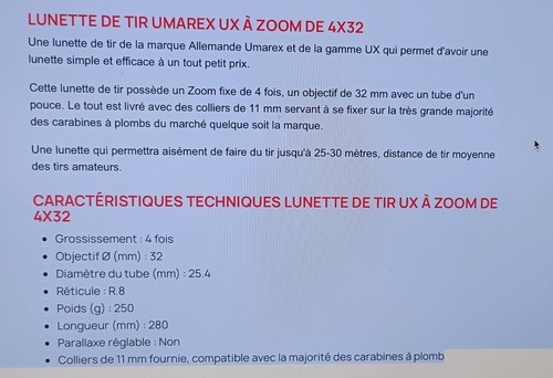 Lunette tir umarex zoom - lunette,