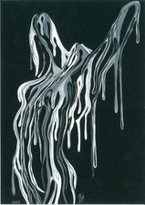 modern illustration naked woman wax, original painting A4 acrylic work