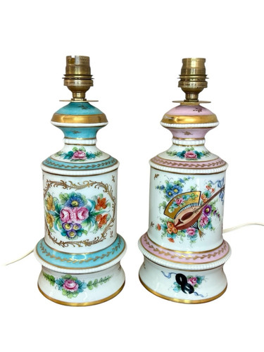 Paire lampes porcelaine - de,