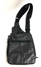 Vintage BB Design Black Genuine Leather Crossbody Shoulder Sling Bag Unisex